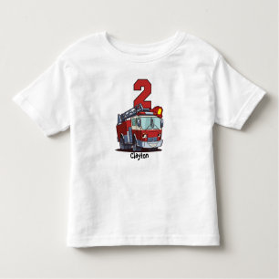 2e verjaardag van de brandweerwagen kinder shirts