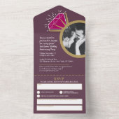 2e verjaardag van de bruiloft in garnet all in one uitnodiging (Binnen)