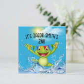 2e verjaardag van de kikker Jumplg in water Kaart (Staand voorkant)