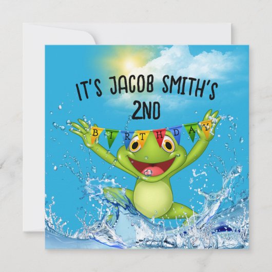 2e verjaardag van de kikker Jumplg in water Kaart (Voorkant)