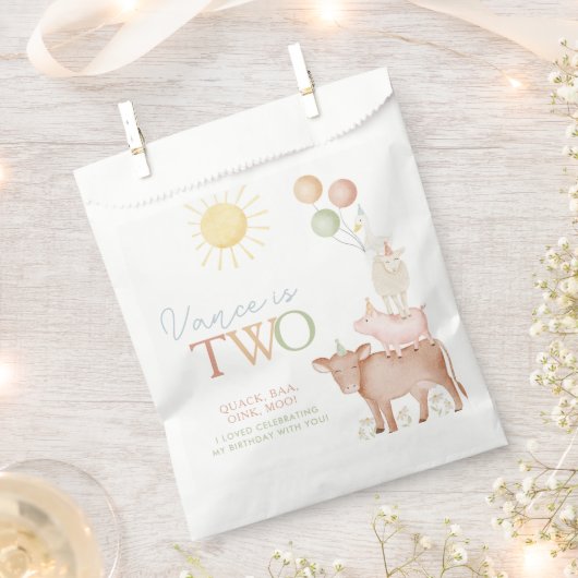 2e verjaardag van de landdieren op de werf bedankzakje (Geknipt)