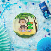 2e verjaardag van de Monkey Papieren Bordje (Feest)