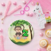 2e verjaardag van de Monkey Papieren Bordje (Feest)