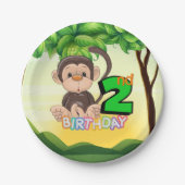 2e verjaardag van de Monkey Papieren Bordje (Voorkant)
