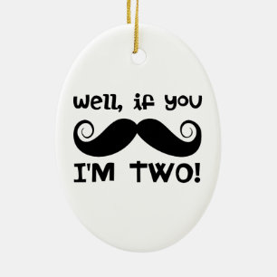 2e verjaardag van de Mustache Keramisch Ornament