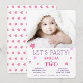 2e verjaardag van de opnodiging van de roze Stars Kaart (Voorkant / Achterkant)
