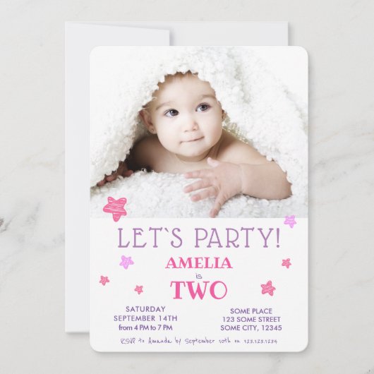 2e verjaardag van de opnodiging van de roze Stars Kaart (Voorkant)