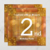 2e verjaardag van de partij van Birthday - Golden  Kaart (Voorkant / Achterkant)