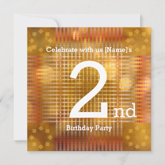 2e verjaardag van de partij van Birthday - Golden  Kaart (Voorkant)