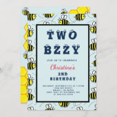 2e verjaardag van de Tweede Bee Birthday Party Kaart (Voorkant / Achterkant)