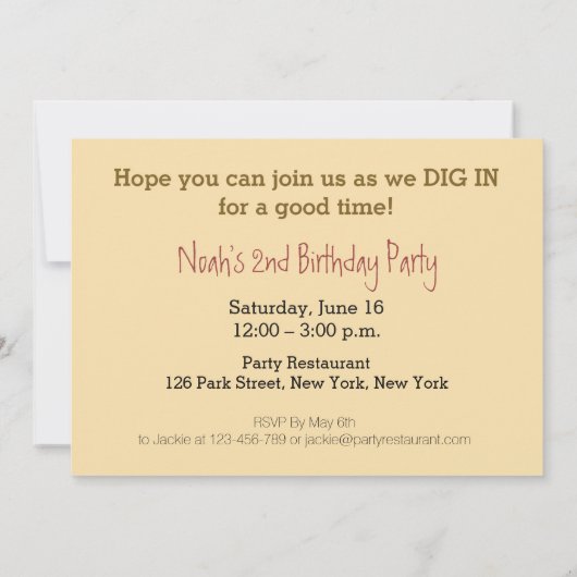 2e verjaardag van de uitnodiging van Birthday Truc (Achterkant)