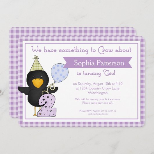 2e verjaardag van de uitnodiging van de Birthday C (Voorkant / Achterkant)