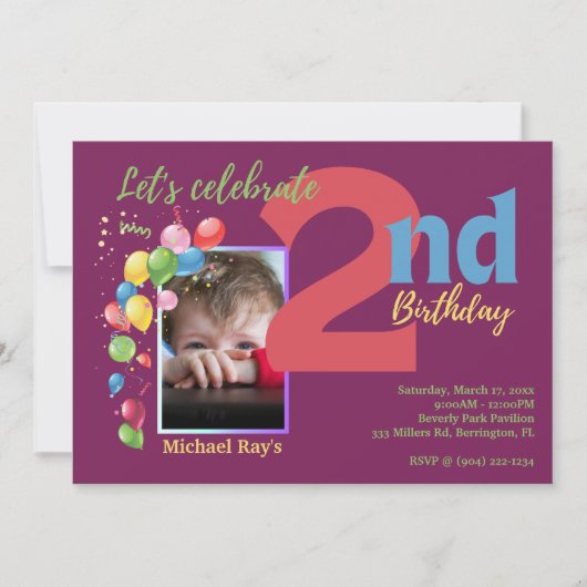 2e verjaardag van de uitnodiging van de fotopartij (Voorkant)