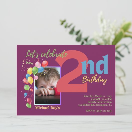 2e verjaardag van de uitnodiging van de fotopartij (Staand voorkant)