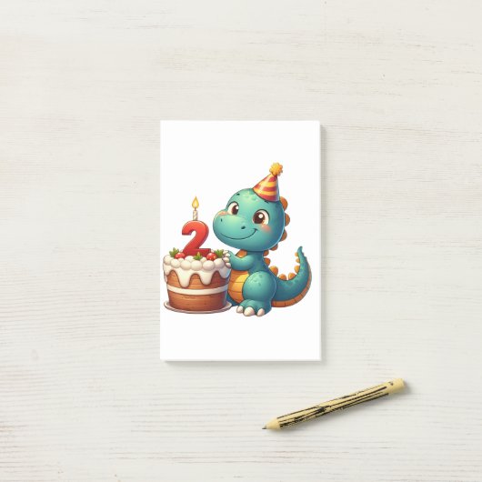 2e verjaardag van Dino Post-it® Notes (Op bureau)