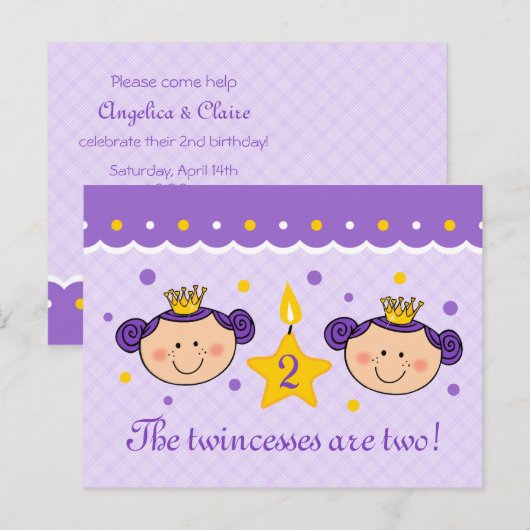 2e verjaardag van het Briefkaart van de Uitnodigin (Voorkant / Achterkant)