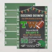 2e verjaardag van het Football van Birthday Party Kaart (Voorkant / Achterkant)