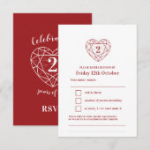 2e verjaardag van het garnethartantwoord RSVP Kaartje (Voorkant / Achterkant)