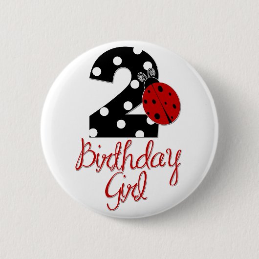 2e verjaardag van het meisje - Ladybug - 2 Lady Bu Ronde Button 5,7 Cm (Voorkant)