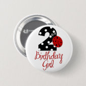 2e verjaardag van het meisje - Ladybug - 2 Lady Bu Ronde Button 5,7 Cm (Voorkant /achterkant)