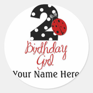 2e verjaardag van het meisje - Ladybug - 2 Lady Bu Ronde Sticker