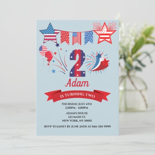 2e verjaardag van het meisje van 4 juli Vierde Kaart (Staand voorkant)