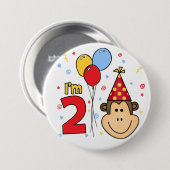 2e verjaardag van het Monkey Face Ronde Button 7,6 Cm (Voorkant /achterkant)