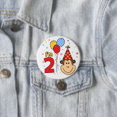 2e verjaardag van het Monkey Face Ronde Button 7,6 Cm (In situ)