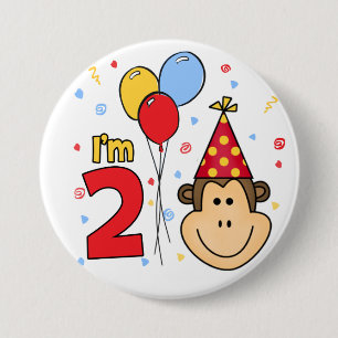 2e verjaardag van het Monkey Face Ronde Button 7,6 Cm