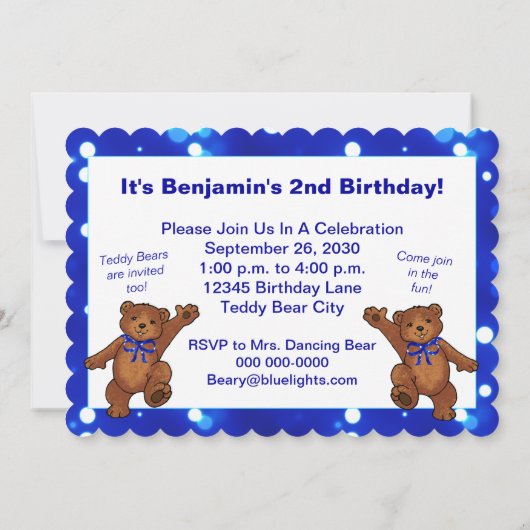 2e verjaardag van Teddy Bear Party - Aangepaste fo Kaart (Achterkant)