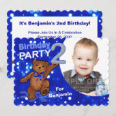 2e verjaardag van Teddy Bear Party - Aangepaste fo Kaart (Voorkant / Achterkant)