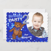 2e verjaardag van Teddy Bear Party - Aangepaste fo Kaart (Voorkant)