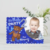 2e verjaardag van Teddy Bear Party - Aangepaste fo Kaart (Staand voorkant)