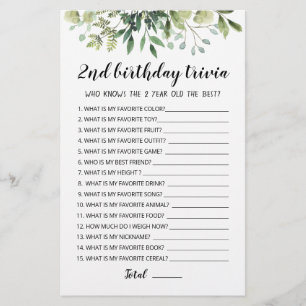 2e verjaardag van Trivia editable game