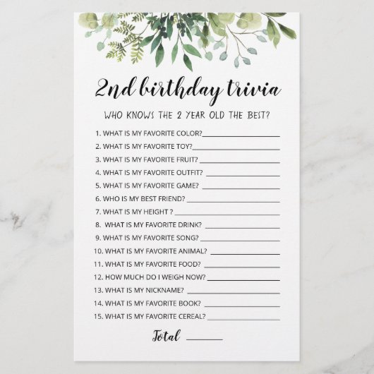 2e verjaardag van Trivia editable game (Voorkant)