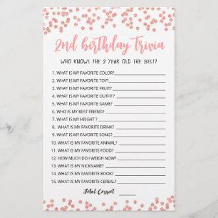 2e verjaardag van Trivia editable game