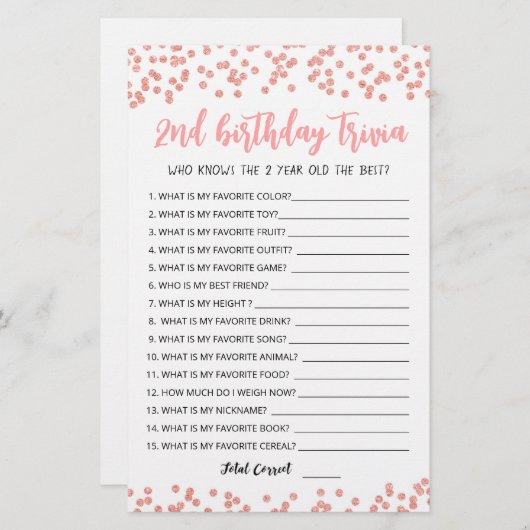 2e verjaardag van Trivia editable game (Voorkant / Achterkant)