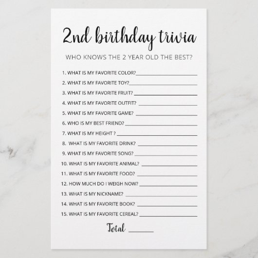 2e verjaardag van Trivia editable game (Voorkant)