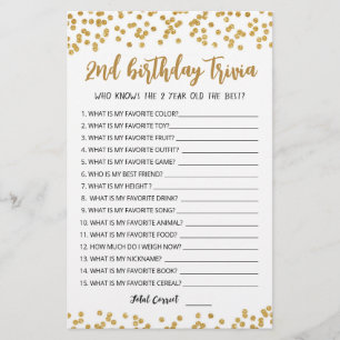 2e verjaardag van Trivia editable game