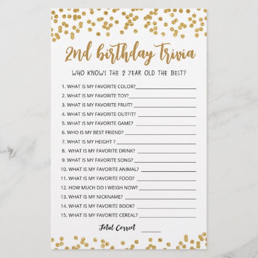 2e verjaardag van Trivia editable game (Voorkant)