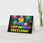 2e verjaardag: Vet, Plezier, Vuurwerk, Regenboog 2 Kaart (Voorkant)