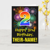 2e verjaardag: Vuurwapenpatroon en regenboog 2 Kaart (Gele Bloem)