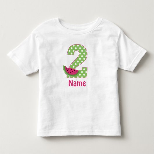 2e Verjaardag Watermeloen Roze Gepersonaliseerd T- Kinder Shirts (Voorkant)