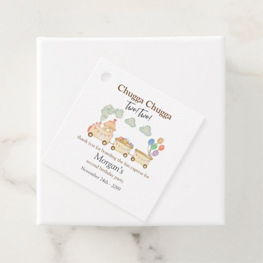 2e Verjaardag Waterverf Brown Train Fun Express Bedankjes Labels (In situ)