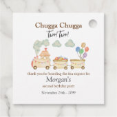 2e Verjaardag Waterverf Brown Train Fun Express Bedankjes Labels (Achterkant)