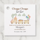 2e Verjaardag Waterverf Brown Train Fun Express Bedankjes Labels (Voorkant)