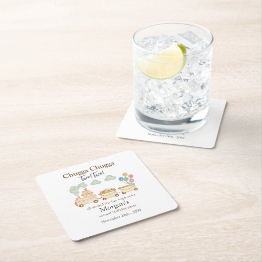 2e Verjaardag Waterverf Brown Train Fun Express Kartonnen Onderzetters (Insitu)