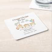 2e Verjaardag Waterverf Brown Train Fun Express Kartonnen Onderzetters (Schuin)