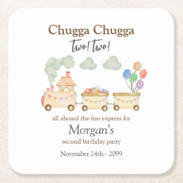 2e Verjaardag Waterverf Brown Train Fun Express Kartonnen Onderzetters