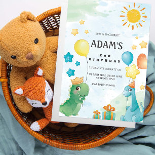 2e Verjaardag Waterverf Dinosaurussen Thema Kaart